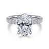 Adela - 14K White Gold Oval Hidden Halo Diamond Engagement Ring - 0.4 ct