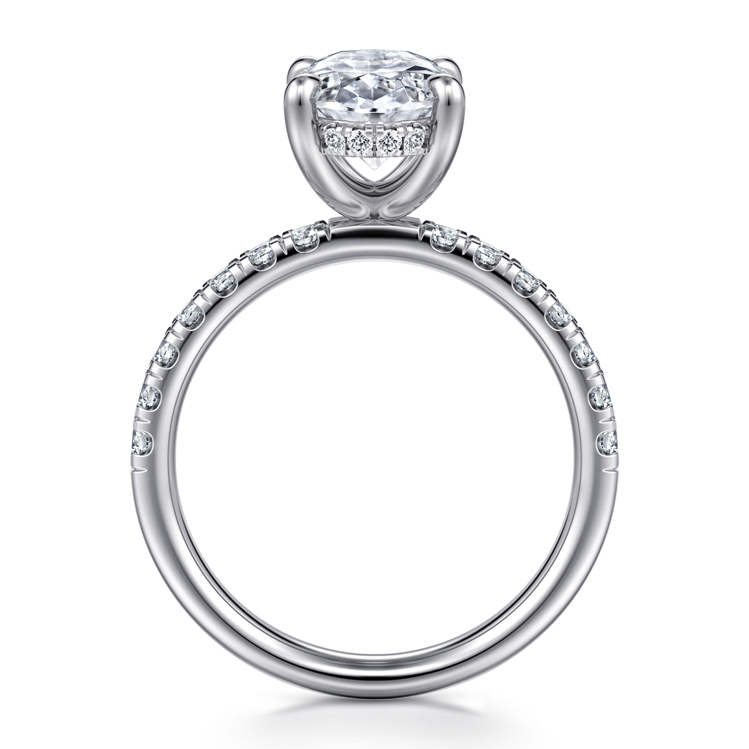 Adela - 14K White Gold Oval Hidden Halo Diamond Engagement Ring - 0.4 ct - Shot 2