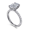 Adela - 14K White Gold Oval Hidden Halo Diamond Engagement Ring - 0.4 ct