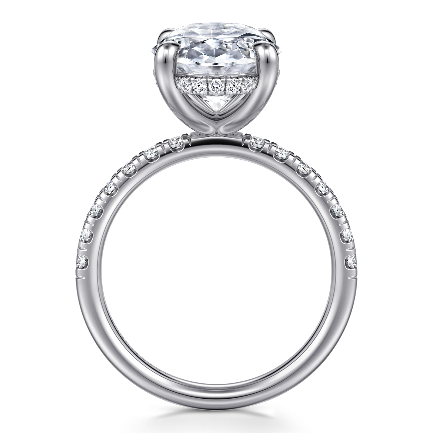 Adela - 14K White Gold Oval Hidden Halo Diamond Engagement Ring - 0.5 ct - Shot 2