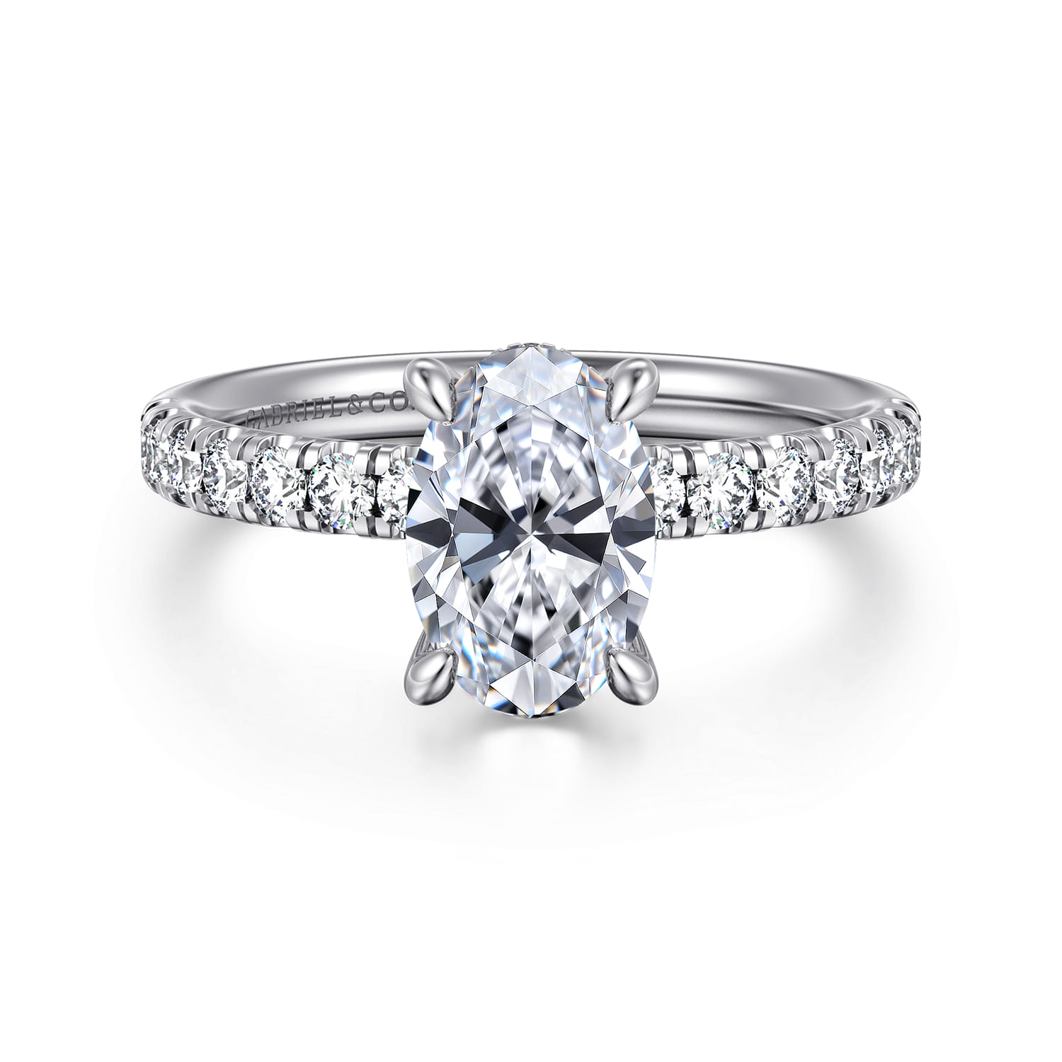 Adela - 14K Yellow Gold Oval Hidden Halo Diamond Engagement Ring - 0.4 ct - Shot 1