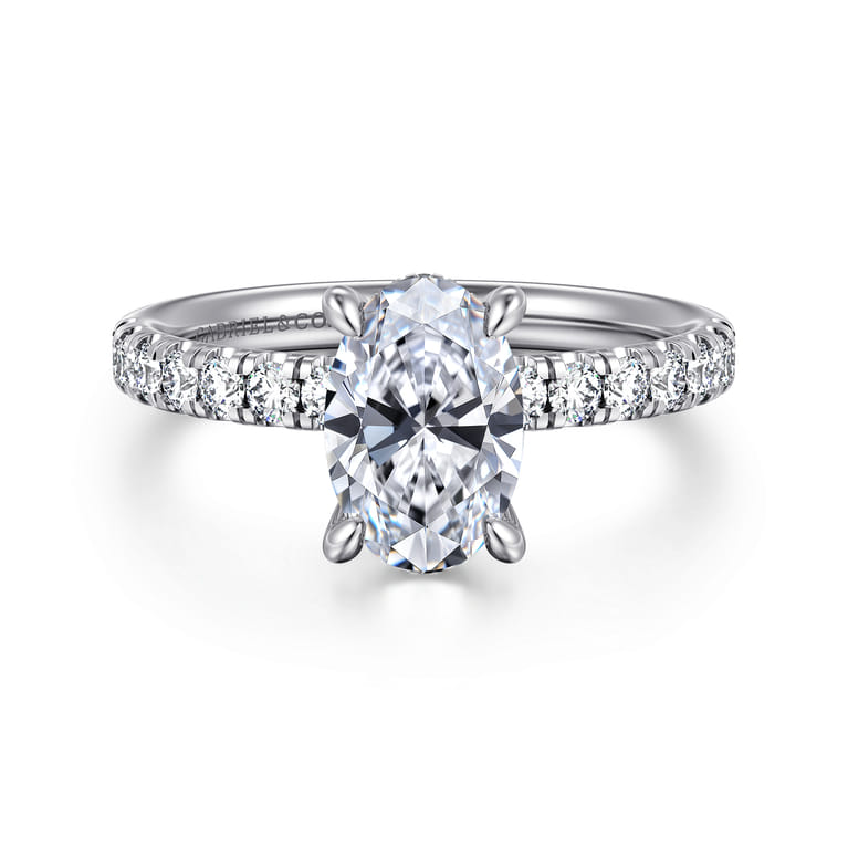 Adela - 14K Yellow Gold Oval Hidden Halo Diamond Engagement Ring - 0.4 ct - Shot 1