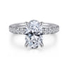 Adela - 14K White Gold Oval Hidden Halo Diamond Engagement Ring - 0.4 ct