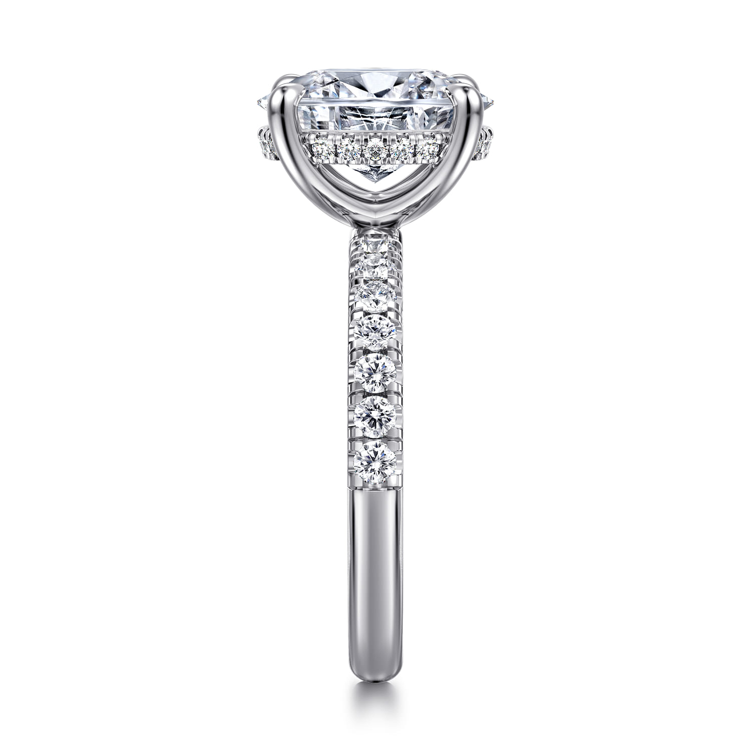 Adela - 14K White Gold Oval Hidden Halo Diamond Engagement Ring - 0.4 ct - Shot 4