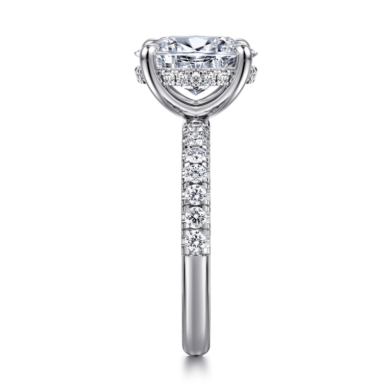 Adela - 14K White Gold Oval Hidden Halo Diamond Engagement Ring - 0.4 ct - Shot 4
