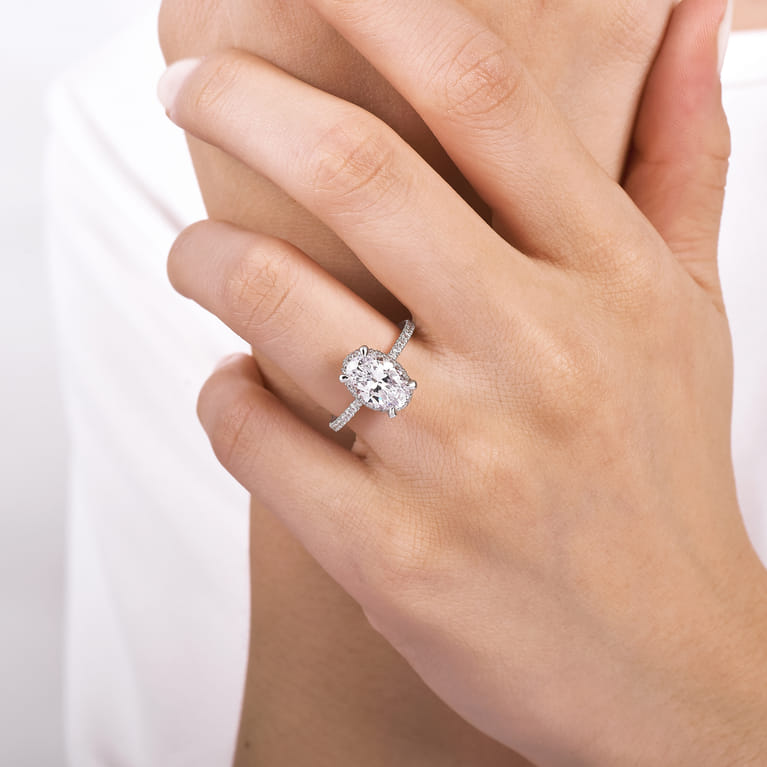 Hart - 14K White Gold Hidden Halo Oval Diamond Engagement Ring - 0.4 ct - Shot 6