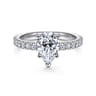 Alina - 14K White Gold Hidden Halo Pear Shape Diamond Engagement Ring - 0.51 ct