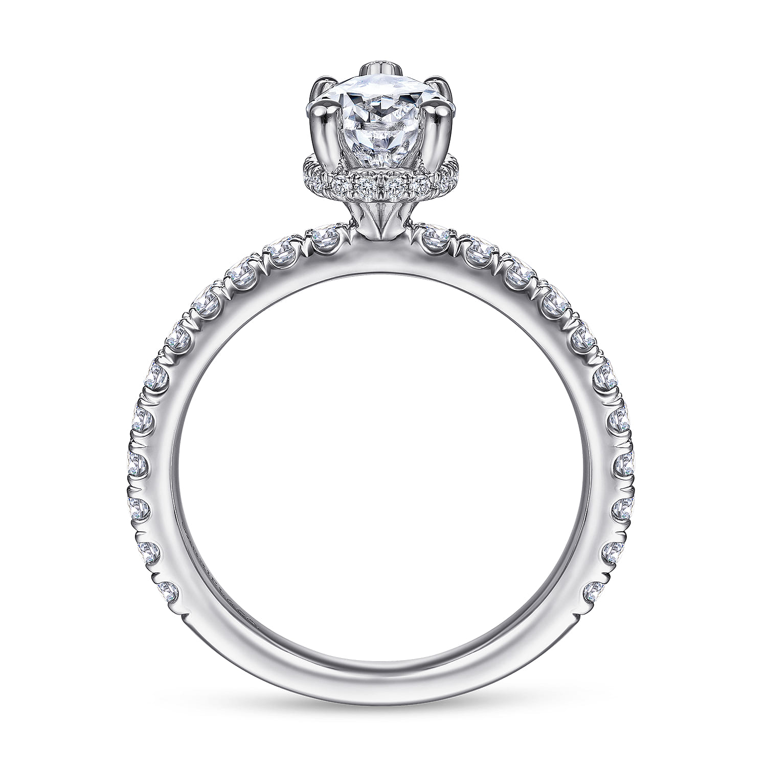 Alina - 14K White Gold Hidden Halo Pear Shape Diamond Engagement Ring - 0.51 ct - Shot 2