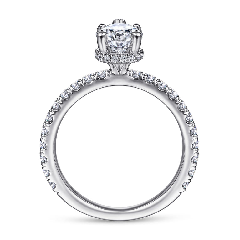 Alina - 14K White Gold Hidden Halo Pear Shape Diamond Engagement Ring - 0.51 ct - Shot 2