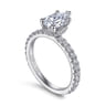 Alina - 14K White Gold Hidden Halo Pear Shape Diamond Engagement Ring - 0.51 ct
