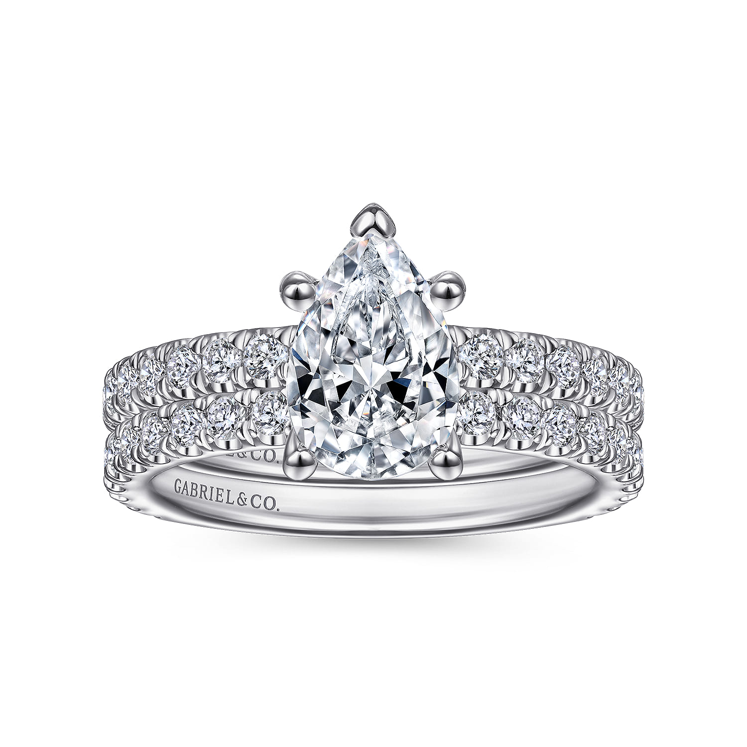 Alina - 14K White Gold Hidden Halo Pear Shape Diamond Engagement Ring - 0.51 ct - Shot 4
