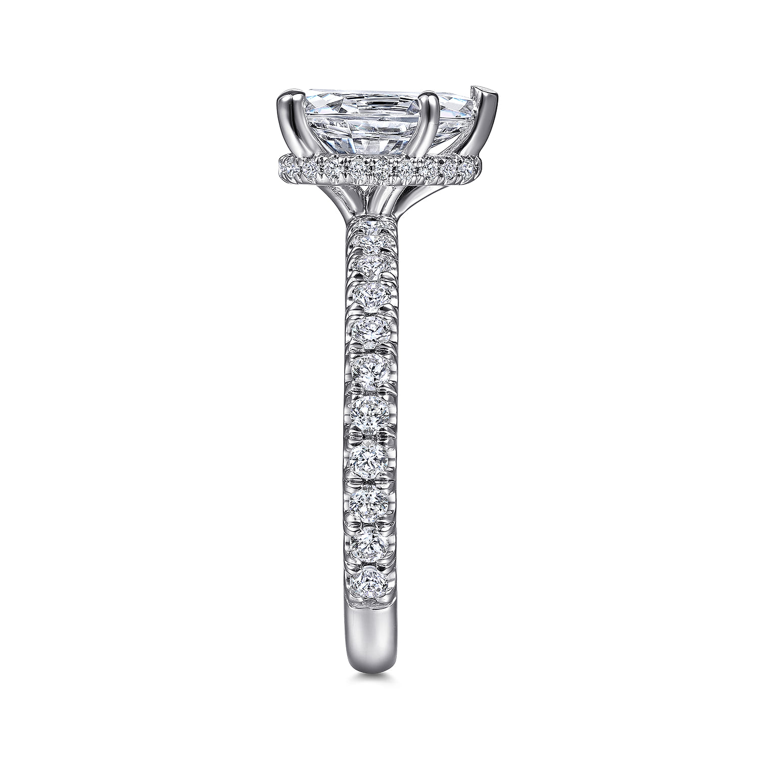 Alina - 14K White Gold Hidden Halo Pear Shape Diamond Engagement Ring - 0.51 ct - Shot 5