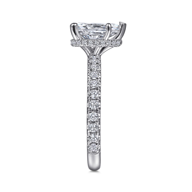 Alina - 14K White Gold Hidden Halo Pear Shape Diamond Engagement Ring - 0.51 ct - Shot 5