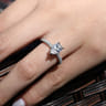 Alina - 14K White Gold Hidden Halo Pear Shape Diamond Engagement Ring - 0.51 ct