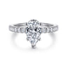 Alina - 14K White Gold Hidden Halo Pear Shape Diamond Engagement Ring - 0.55 ct