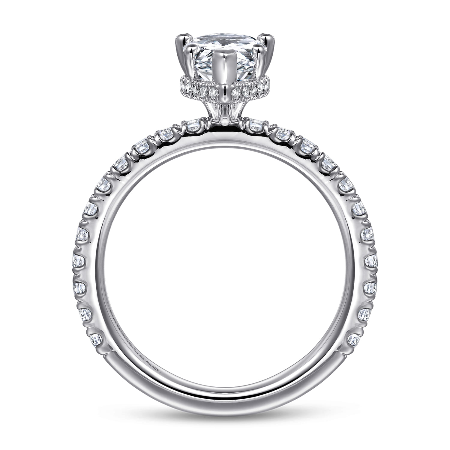 Alina - 14K White Gold Hidden Halo Pear Shape Diamond Engagement Ring - 0.55 ct - Shot 2