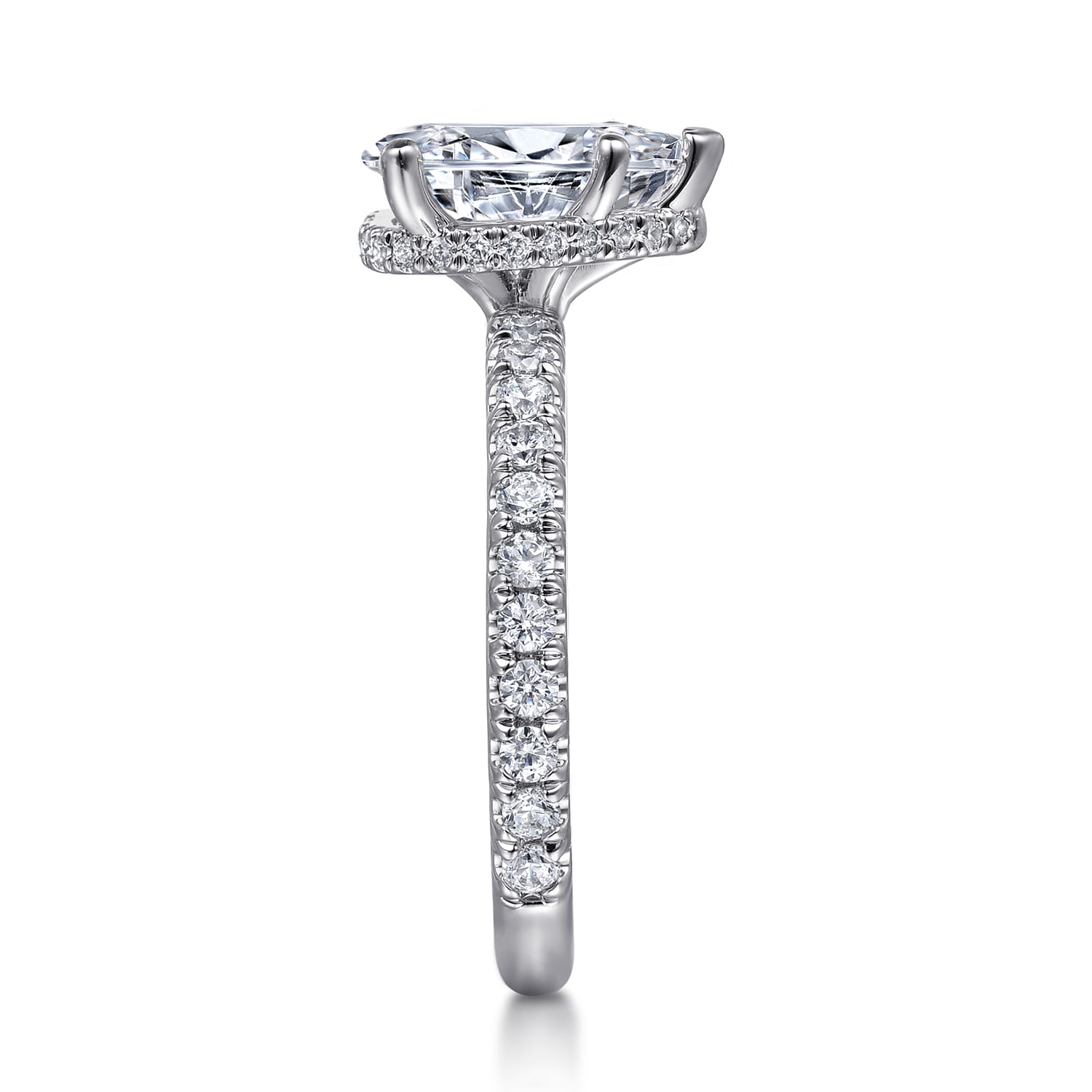 Alina - 14K White Gold Hidden Halo Pear Shape Diamond Engagement Ring - 0.55 ct - Shot 4