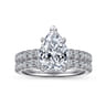 Alina - 14K White Gold Hidden Halo Pear Shape Diamond Engagement Ring - 0.68 ct