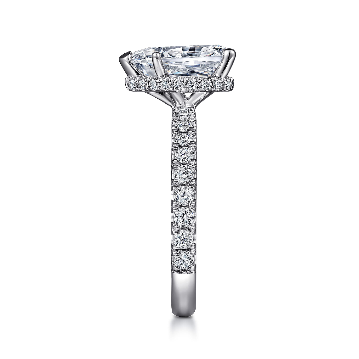 Alina - 14K White Gold Hidden Halo Pear Shape Diamond Engagement Ring - 0.68 ct - Shot 5