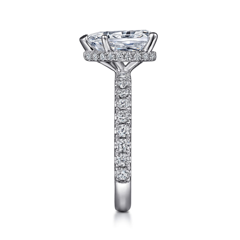 Alina - 14K White Gold Hidden Halo Pear Shape Diamond Engagement Ring - 0.68 ct - Shot 5