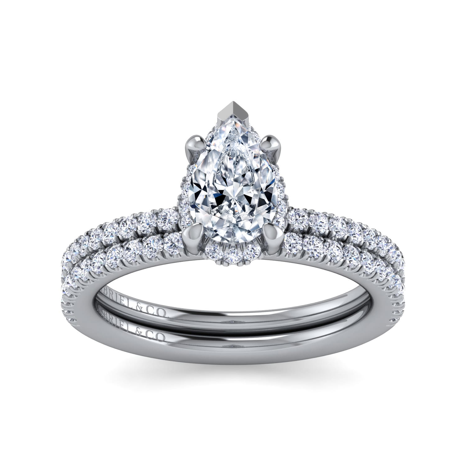 Hart - 14K White Gold Hidden Halo Pear Shape Diamond Engagement Ring - 0.27 ct - Shot 4