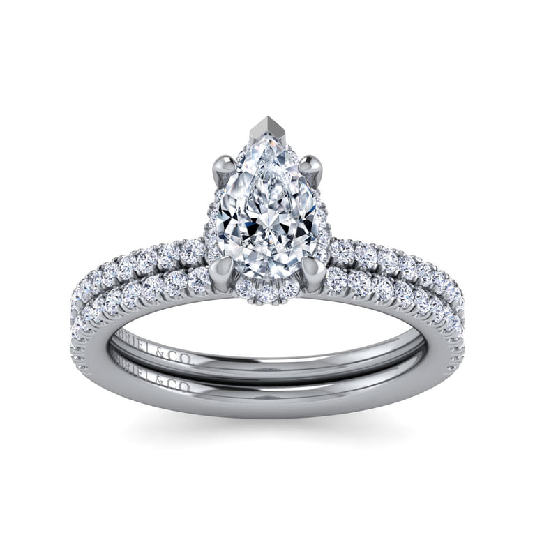 Hart - 14K White Gold Hidden Halo Pear Shape Diamond Engagement Ring - 0.27 ct - Shot 4
