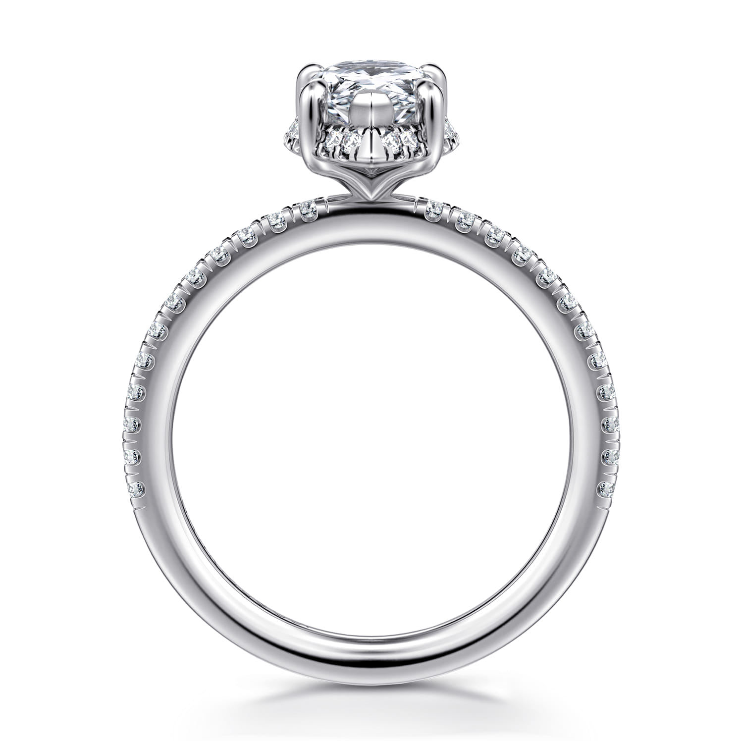 Hart - 14K White Gold Hidden Halo Pear Shape Diamond Engagement Ring - 0.3 ct - Shot 2