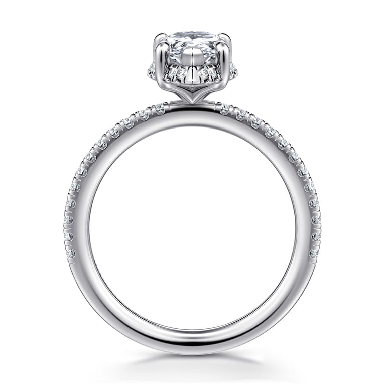 Hart - 14K White Gold Hidden Halo Pear Shape Diamond Engagement Ring - 0.3 ct - Shot 2