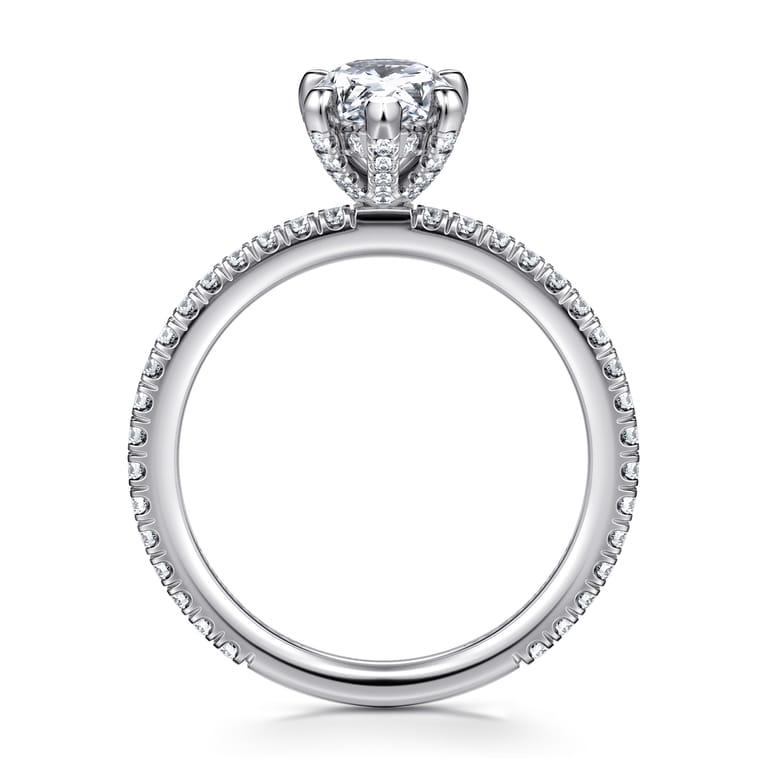 Noa - 14K White Gold Pear Shape Diamond Engagement Ring - 0.45 ct - Shot 2