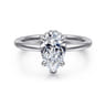 Rainah - 14K White Gold Hidden Halo Pear Shape Diamond Engagement Ring - 0.11 ct