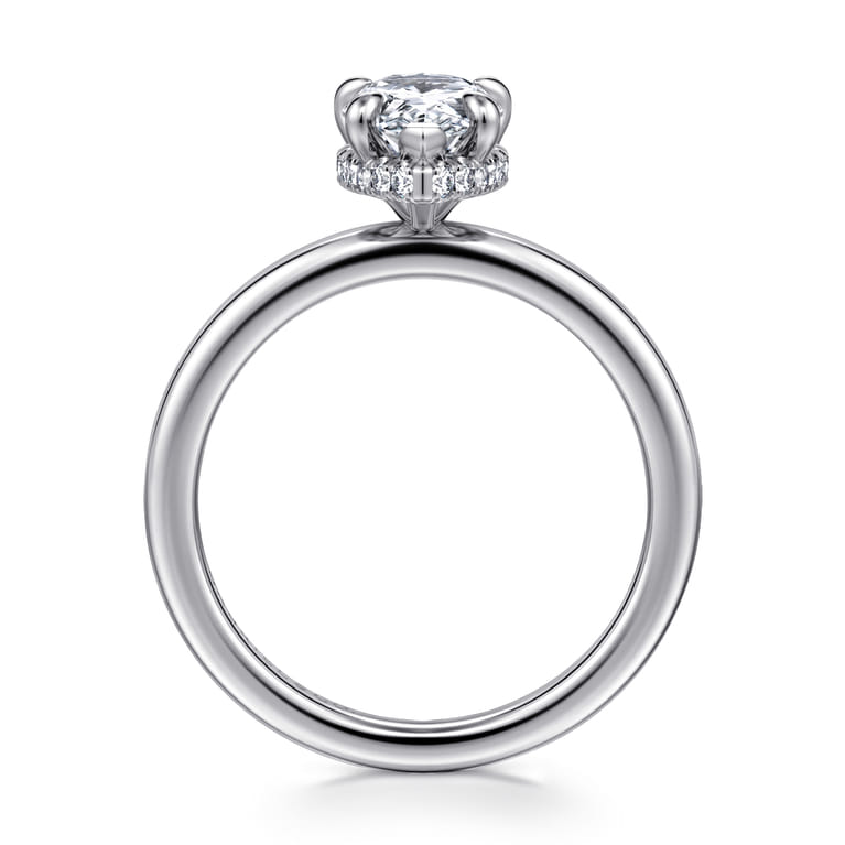 Rainah - 14K White Gold Hidden Halo Pear Shape Diamond Engagement Ring - 0.11 ct - Shot 2