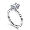 Rainah - 14K White Gold Hidden Halo Pear Shape Diamond Engagement Ring - 0.11 ct