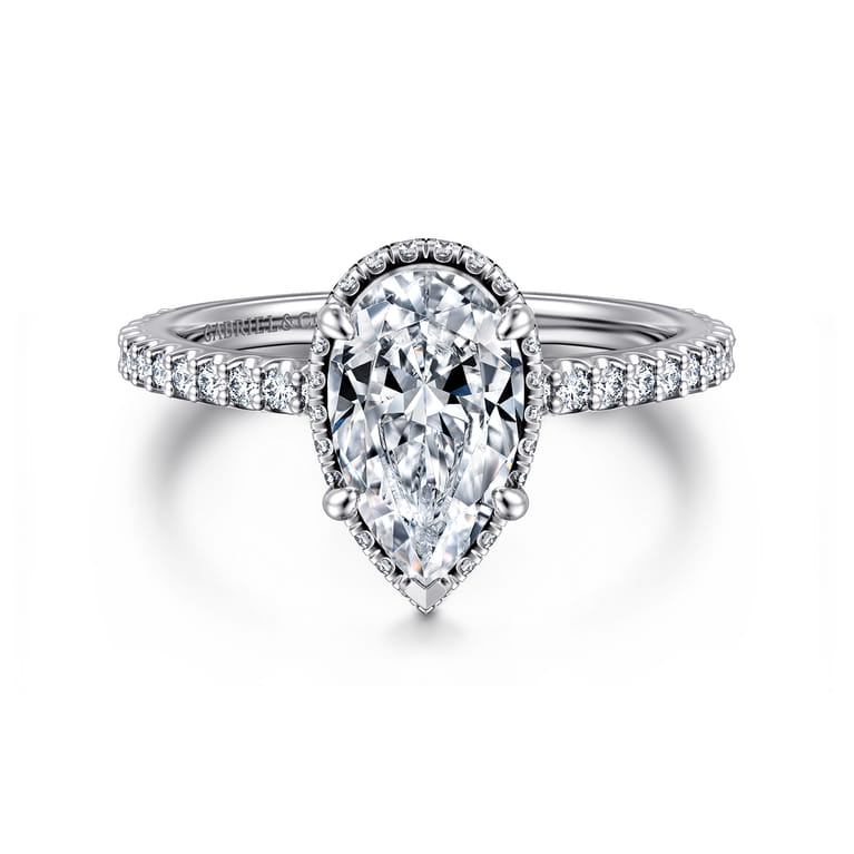 Senne - 14K White Gold Emerald Cut Diamond Engagement Ring - 0.35 ct - Shot 1