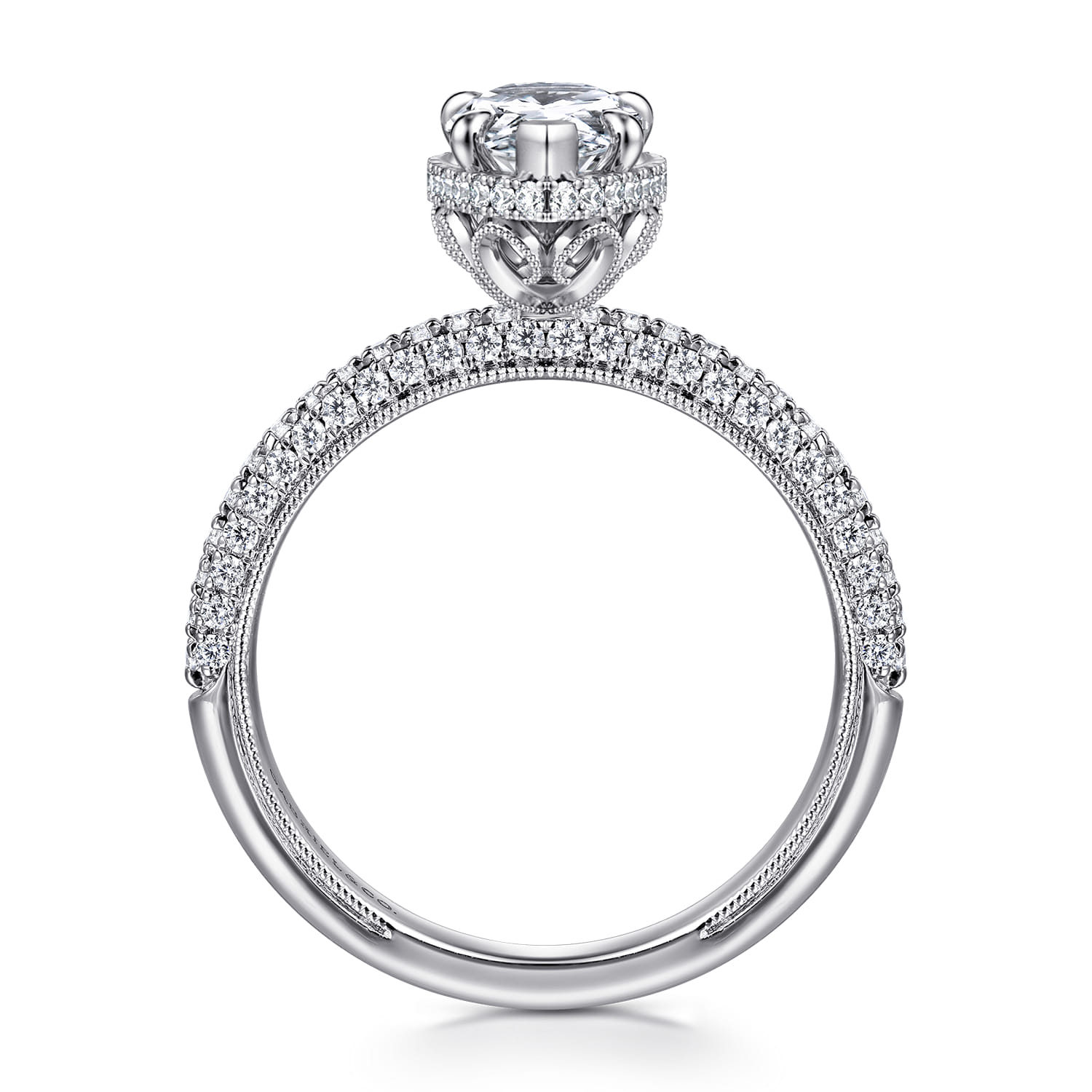 Caly - 14K White Gold Pear Shape Halo Diamond Engagement Ring - 0.5 ct - Shot 2
