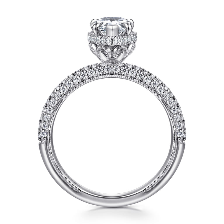 Caly - 14K White Gold Pear Shape Halo Diamond Engagement Ring - 0.5 ct - Shot 2