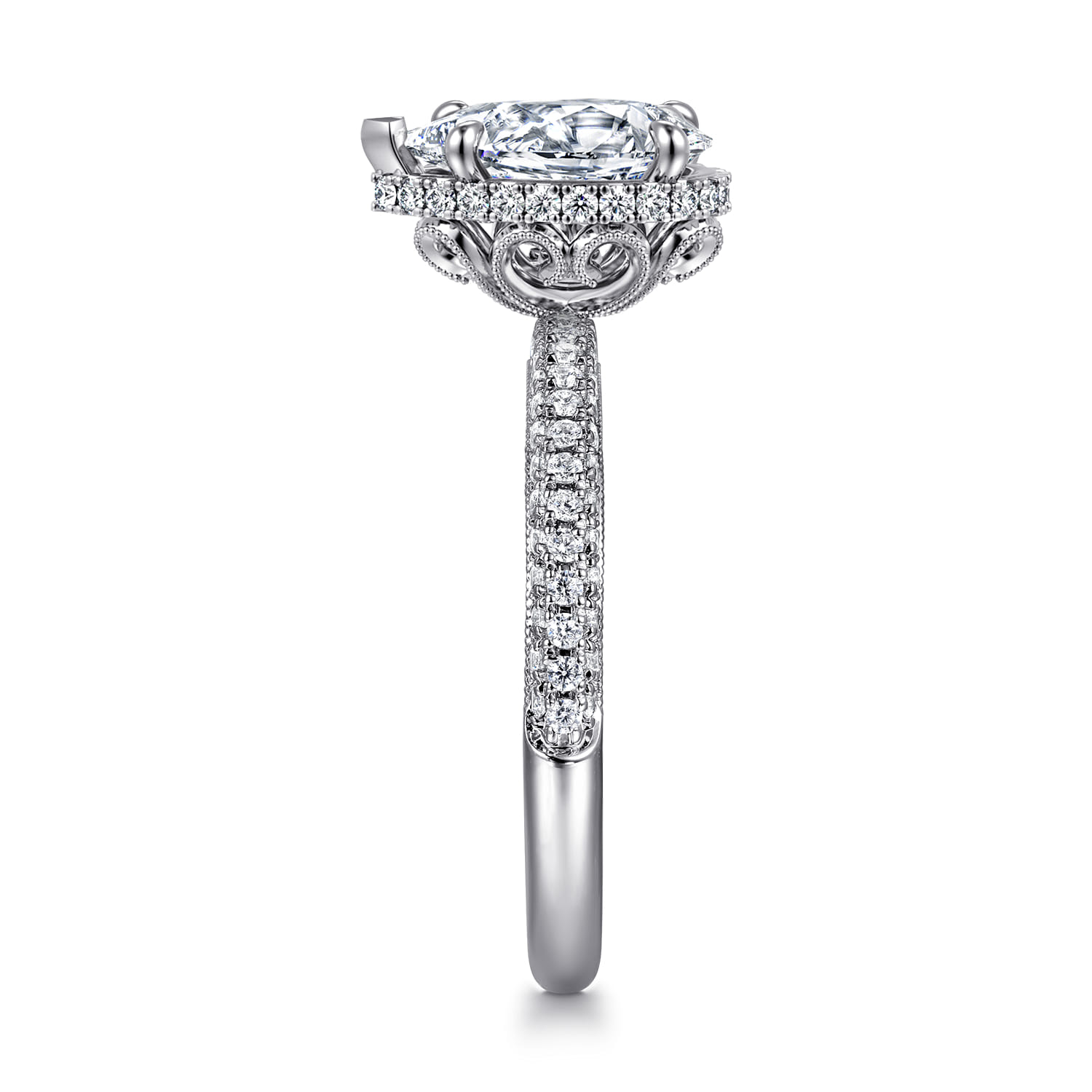 Caly - 14K White Gold Pear Shape Halo Diamond Engagement Ring - 0.5 ct - Shot 4
