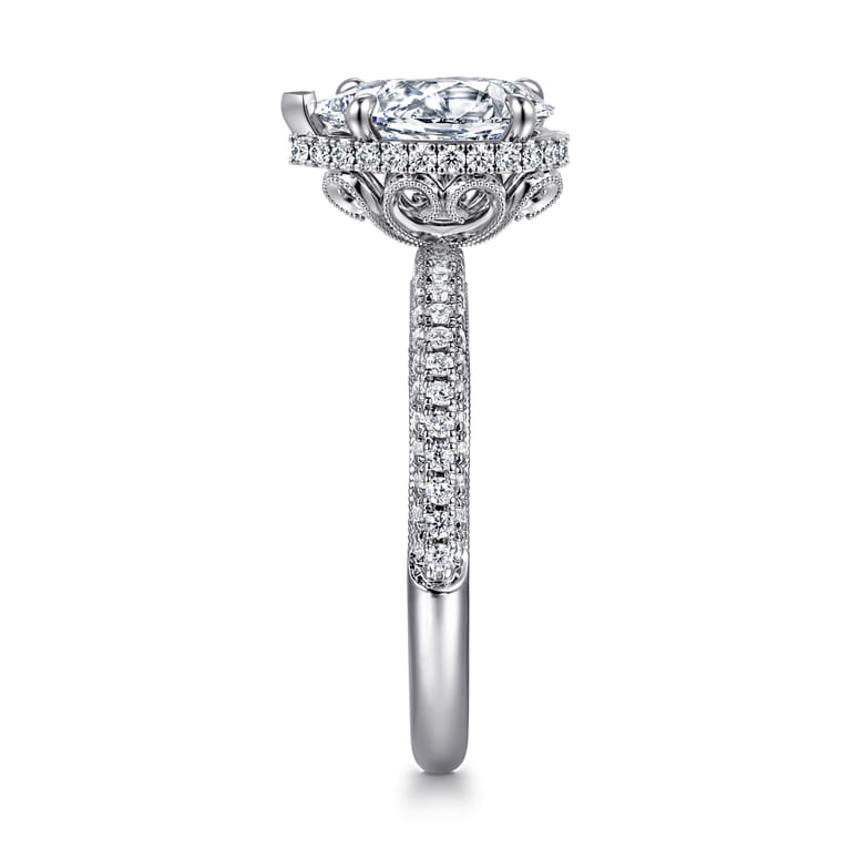 Caly - 14K White Gold Pear Shape Halo Diamond Engagement Ring - 0.5 ct - Shot 4