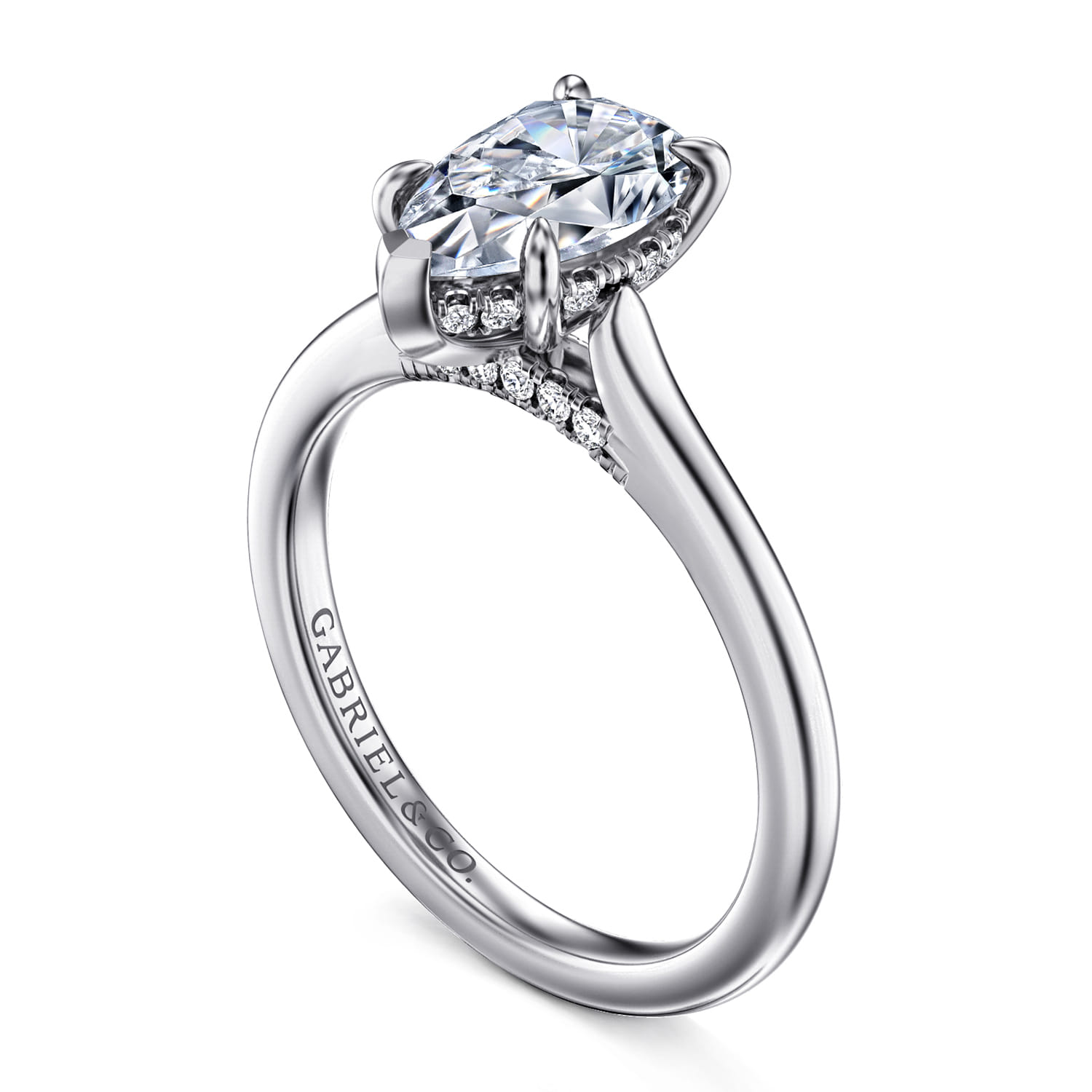 Ericka - 14K White Gold Pear Shape Diamond Engagement Ring - 0.12 ct - Shot 3