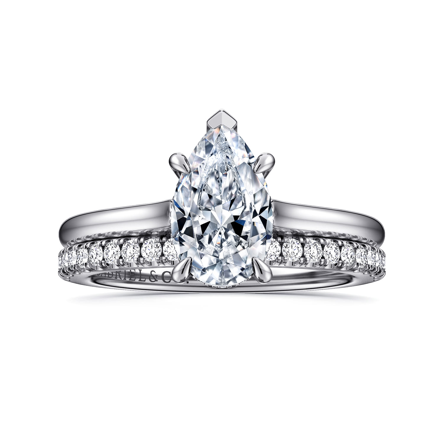 Ericka - 14K White Gold Pear Shape Diamond Engagement Ring - 0.12 ct - Shot 4