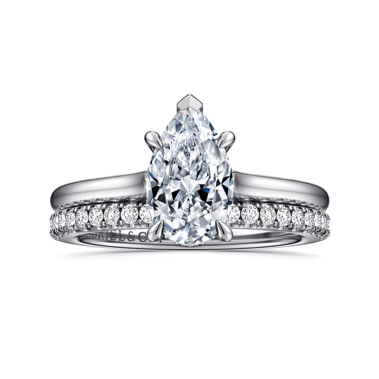 Ericka - 14K White Gold Pear Shape Diamond Engagement Ring - 0.12 ct - Shot 4