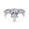Aldon - 14K White Gold Pear Shape Halo Diamond Engagement Ring - 0.08 ct