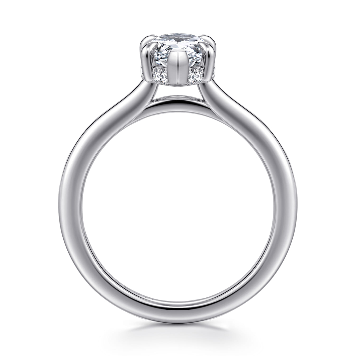 Aldon - 14K White Gold Pear Shape Halo Diamond Engagement Ring - 0.08 ct - Shot 2