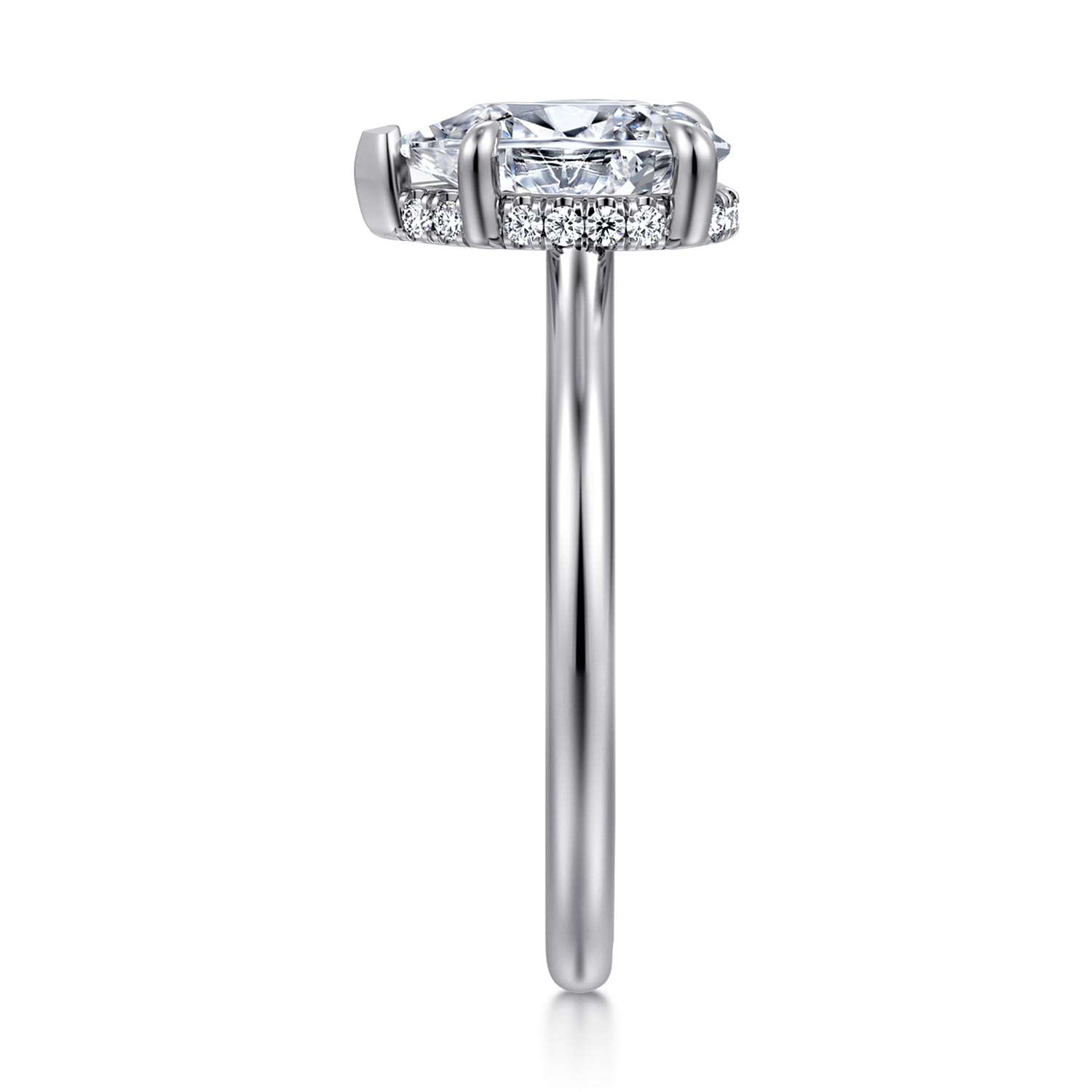 Aldon - 14K White Gold Pear Shape Halo Diamond Engagement Ring - 0.08 ct - Shot 4