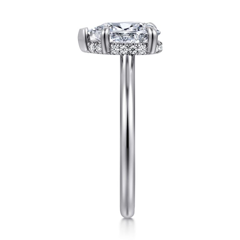 Aldon - 14K White Gold Pear Shape Halo Diamond Engagement Ring - 0.08 ct - Shot 4