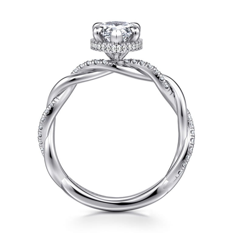 Ama - 14K White Gold Pear Shape Halo Diamond Engagement Ring - 0.25 ct - Shot 2