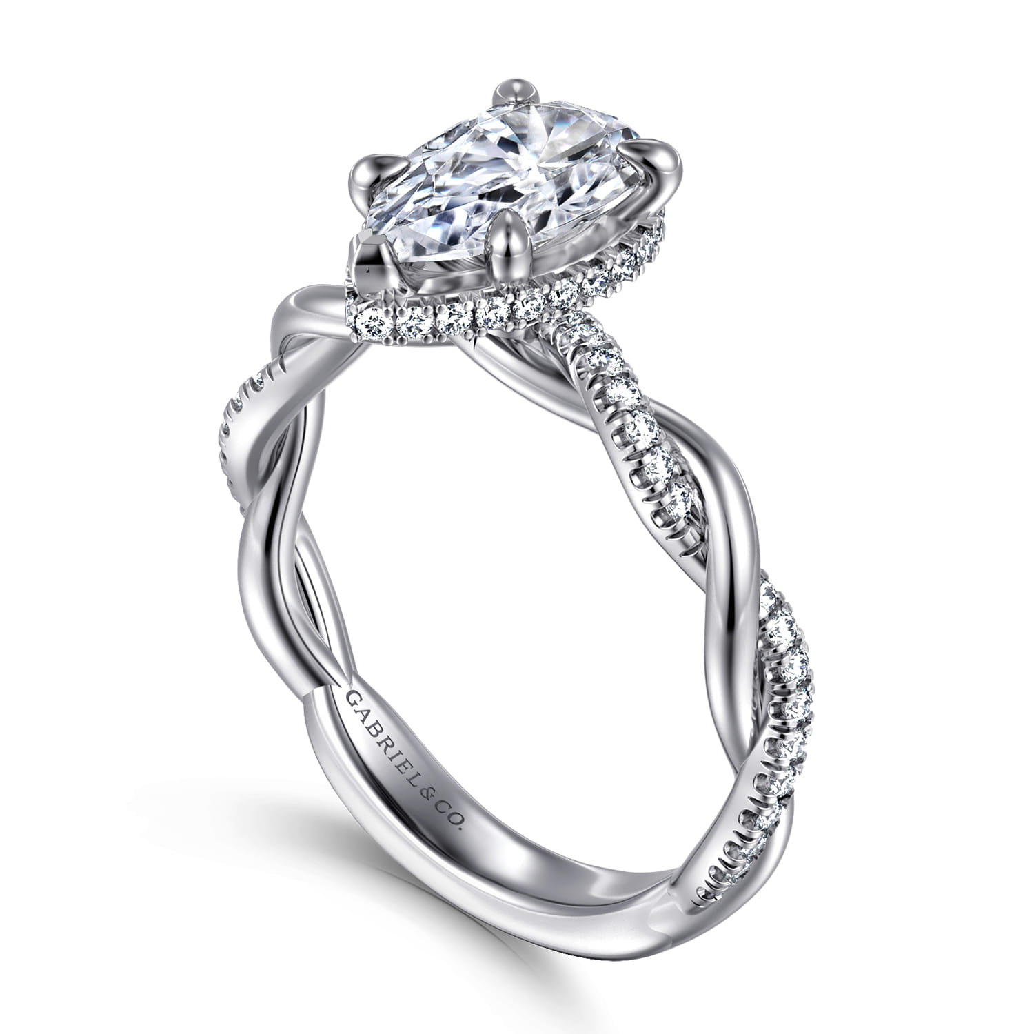 Ama - 14K White Gold Pear Shape Halo Diamond Engagement Ring - 0.25 ct - Shot 3