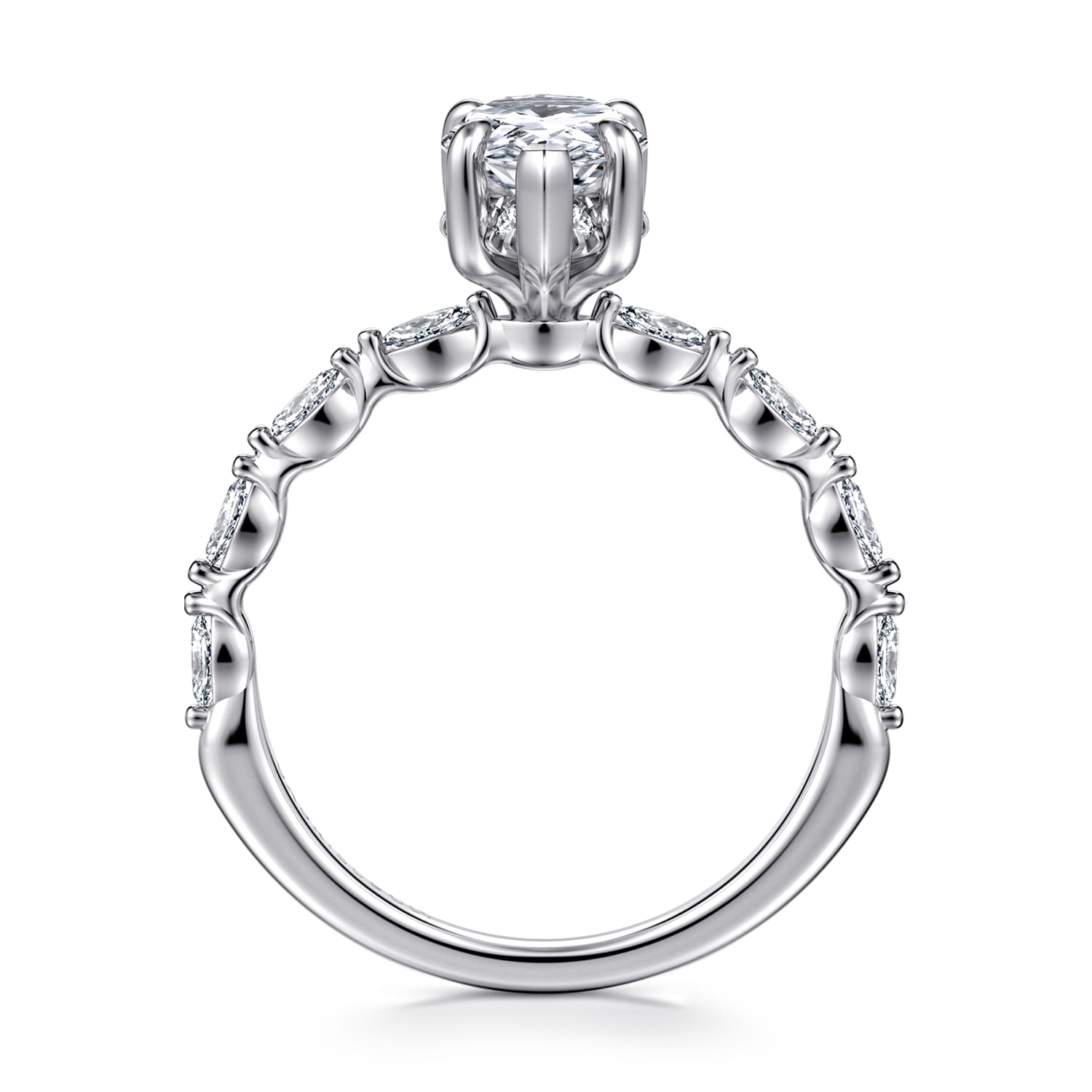 Adeena - 14K White Gold Pear Shape Hidden Halo Diamond Engagement Ring - 0.3 ct - Shot 2