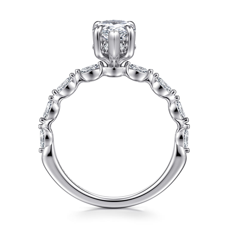Adeena - 14K White Gold Pear Shape Hidden Halo Diamond Engagement Ring - 0.3 ct - Shot 2