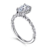 Adeena - 14K White Gold Pear Shape Hidden Halo Diamond Engagement Ring - 0.3 ct
