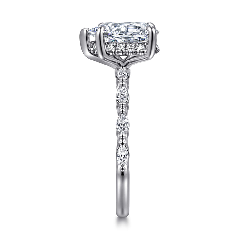 Adeena - 14K White Gold Pear Shape Hidden Halo Diamond Engagement Ring - 0.3 ct - Shot 4
